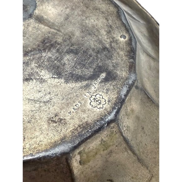 Vintage Japanese Embossed Metal Dish – 7” Floral Relief Plate – “Made in Japan” - Picture 7 of 9